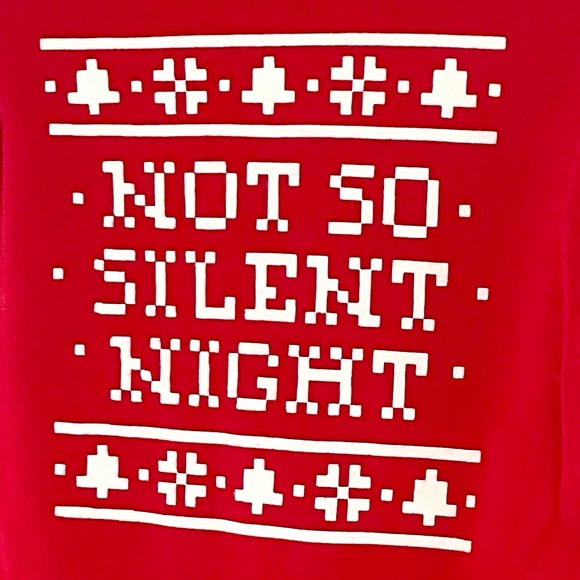 5/$20💥Organic Christmas Bodysuit, Not So Silent Night, Red & White, Like New - Picture 3 of 6